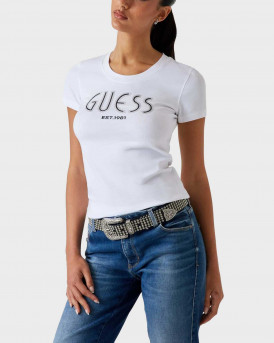 GUESS LOGO TEE ΓΥΝΑΙΚΕΙΑ ΚΟΝΤΟΜΑΝΙΚΗ ΜΠΛΟΥΖΑ - W5Y105J1314  - ΑΣΠΡΟ