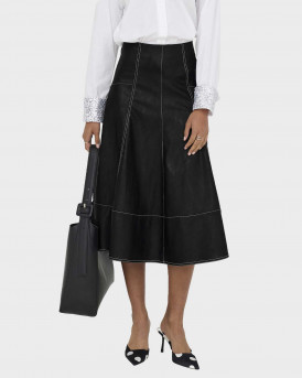 ONLY ΓΥΝΑΙΚΕΙΑ MIDI ΔΕΡΜΑΤΙΝΗ ΦΟΥΣΤΑ - 15350401 - ΜΑΥΡΟ