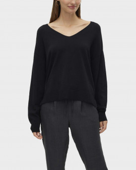 VERO MODA BREEZE ΓΥΝΑΙΚΕΙΟ ΠΟΥΛΟΒΕΡ V ΛΑΙΜΟΚΟΨΗ - 10311090 - ΜΑΥΡΟ