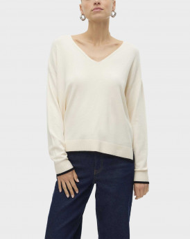 VERO MODA BREEZE ΓΥΝΑΙΚΕΙΟ ΠΟΥΛΟΒΕΡ V ΛΑΙΜΟΚΟΨΗ - 10311090 - ΕΚΡΟΥ