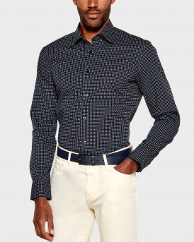 BOSS H-HANK ΑΝΔΡΙΚΟ ΠΟΥΚΑΜΙΣΟ ΣΤΕΝΗ ΓΡΑΜΜΗ ΜΕ ΜΙΚΡΟΣΧΕΔΙΟ - 50545099  - ΜΠΛΕ