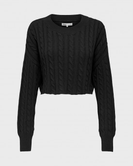 ONLY BIRTIE ΓΥΝΑΙΚΕΙΟ ΠΛΕΚΤΟ ΠΟΥΛΟΒΕΡ CROPPED - 15350742 - ΜΑΥΡΟ