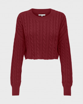 ONLY BIRTIE ΓΥΝΑΙΚΕΙΟ ΠΛΕΚΤΟ ΠΟΥΛΟΒΕΡ CROPPED - 15350742 - ΜΠΟΡΝΤΩ