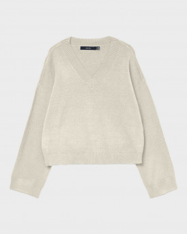 VERO MODA GOLD ART ΓΥΝΑΙΚΕΙΟ ΠΟΥΛΟΒΕΡ V ΛΑΙΜΟΚΟΨΗ - 10332195 - ΕΚΡΟΥ