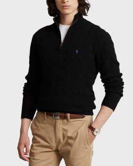 POLO RALPH LAUREN ΑΝΔΡΙΚΟ ΠΟΥΛΟΒΕΡ HALF-ZIP - 710876766005 - ΜΑΥΡΟ