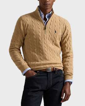 POLO RALPH LAUREN ΑΝΔΡΙΚΟ ΠΟΥΛΟΒΕΡ HALF-ZIP - 710876766006 - ΜΠΕΖ