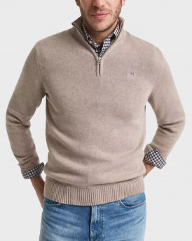 GANT ΑΝΔΡΙΚΟ ΠΟΥΛΟΒΕΡ HALF-ZIP - 3G8030170 - ΜΠΕΖ
