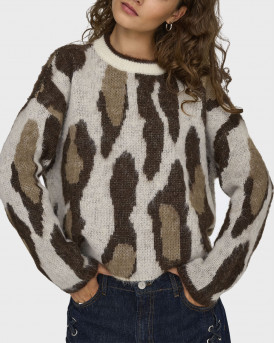 ONLY EDELIE ΓΥΝΑΙΚΕΙΟ ΠΟΥΛΟΒΕΡ ANIMAL PRINT - 15353092 - ΜΠΕΖ