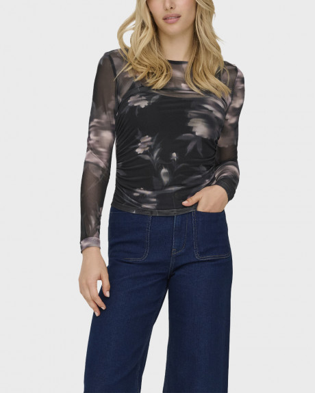 ONLY KAYA ΓΥΝΑΙΚΕΙΟ ΗΜΙΔΙΑΦΑΝΟ ΜΑΚΡΥΜΑΝΙΚΟ ΤΟΠ - 15357311