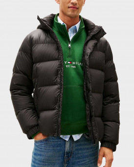 TOMMY HILFIGER ΑΝΔΡΙΚΟ PUFFER ΜΠΟΥΦΑΝ ΜΕ ΚΟΥΚΟΥΛΑ - ΜW0ΜW40613 - ΜΑΥΡΟ