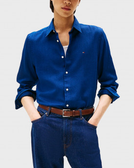 TOMMY HILFIGER ΑΝΔΡΙΚΟ ΠΟΥΚΑΜΙΣΟ ΣΤΕΝΗ ΓΡΑΜΜΗ - MW0MW40498 - ΜΠΛΕ