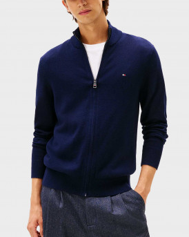 TOMMY HILFIGER ΑΝΔΡΙΚΗ ΠΛΕΚΤΗ ΖΑΚΕΤΑ ΜΕ ΦΕΡΜΟΥΑΡ - MW0MW28050 - ΜΠΛΕ