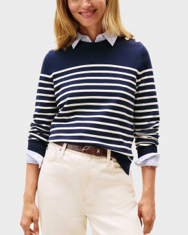 TOMMY HILFIGER JERSEY ΓΥΝΑΙΚΕΙΟ ΠΟΥΛΟΒΕΡ - WW0WW47305 - ΜΠΛΕ