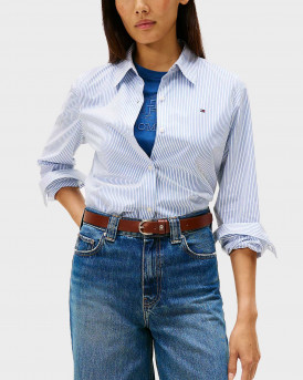 TOMMY HILFIGER ΓΥΝΑΙΚΕΙΟ ΠΟΥΚΑΜΙΣΟ ΠΟΠΛΙΝΑ - WW0WW47169 - ΜΠΛΕ