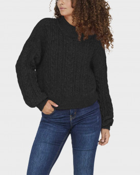 ONLY IDA ΓΥΝΑΙΚΕΙΟ ΠΟΥΛΟΒΕΡ ΜΕ ΨΗΛΗ ΛΑΙΜΟΚΟΨΗ - 15327651 - ΜΑΥΡΟ