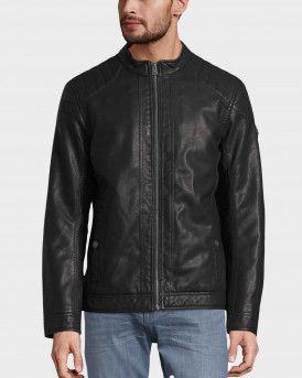 TOM TAILOR ΑΝΔΡΙΚΟ ECO-LEATHER BIKER TZAKET - 1026337 - ΜΑΥΡΟ