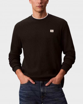 CALVIN KLEIN WAFFLE BADGE ΑΝΔΡΙΚΗ ΜΑΚΡΥΜΑΝΙΚΗ ΜΠΛΟΥΖΑ - LV040EM217 - ΜΑΥΡΟ