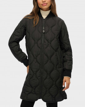 SUPERDRY LONG QUILTED LINER ΓΥΝΑΙΚΕΙΟ PADDED ΚΑΠΙΤΟΝΕ ΜΠΟΥΦΑΝ - W5011932A - ΜΑΥΡΟ