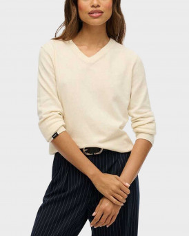 SUPERDRY D1 STUD ΓΥΝΑΙΚΕΙΟ ΠΟΥΛΟΒΕΡ V ΛΑΙΜΟΚΟΨΗ - W6110644Α - ΕΚΡΟΥ