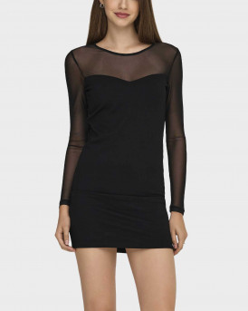 ONLY HEART-BECKI ΓΥΝΑΙΚΕΙΟ ΜΙΝΙ ΦΟΡΕΜΑ ΜΕ ΔΙΑΦΑΝΕΙΑ - 15358439 - ΜΑΥΡΟ