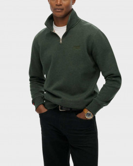 SUPERDRY D1 OVIN ESSENTIAL LOGO HENLEY ΑΝΔΡΙΚΟ ΦΟΥΤΕΡ HALF-ZIP - M2013750Α - ΧΑΚΙ