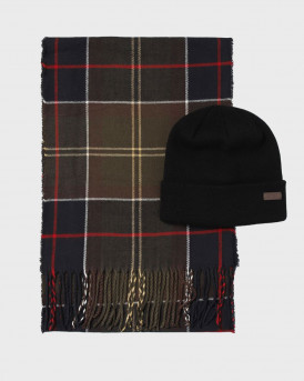 BARBOUR MEN'S GIFT SET SCARF-BEANIE - MGS0079 - ΜΑΥΡΟ ΛΑΔΙ