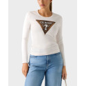 GUESS LS CN LEO TRIANGLE ΓΥΝΑΙΚΕΙΑ ΜΑΚΡΥΜΑΝΙΚΗ ΜΠΛΟΥΖΑ - W5BI75J1314  - ΕΚΡΟΥ