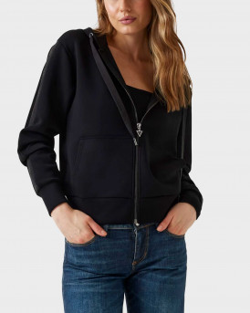 GUESS SCUBA ΓΥΝΑΙΚΕΙΑ ΖΑΚΕΤΑ ΜΕ ΚΟΥΚΟΥΛΑ - W5YQ05KBYE2  - ΜΑΥΡΟ