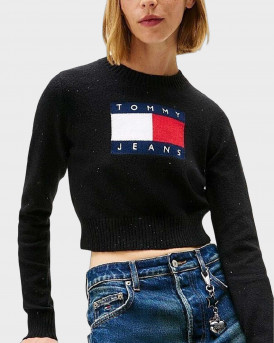 TOMMY JEANS ΓΥΝΑΙΚΕΙΟ ΠΟΥΛΟΒΕΡ CROPPED - DW0DW21690 - ΜΑΥΡΟ