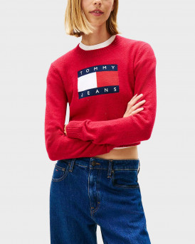 TOMMY JEANS ΓΥΝΑΙΚΕΙΟ ΠΟΥΛΟΒΕΡ CROPPED - DW0DW21690 - ΦΟΥΞΙΑ