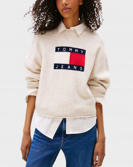 TOMMY JEANS ΓΥΝΑΙΚΕΙΟ ΠΟΥΛΟΒΕΡ ΜΕ ΣΗΜΑΙΑ TOMMY - DW0DW21782 - ΜΠΕΖ