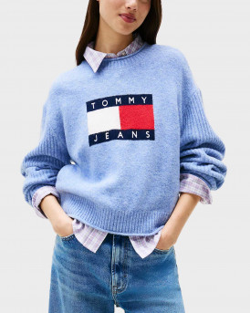 TOMMY JEANS ΓΥΝΑΙΚΕΙΟ ΠΟΥΛΟΒΕΡ ΜΕ ΣΗΜΑΙΑ TOMMY - DW0DW21782 - ΜΠΛΕ