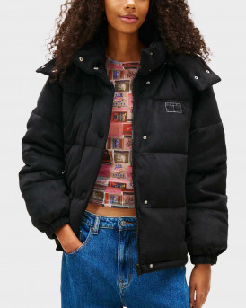 TOMMY JEANS ΓΥΝΑΙΚΕΙΟ ΒΕΛΟΥΔΙΝΟ PUFFER ΜΠΟΥΦΑΝ - DW0DW21668 - ΜΑΥΡΟ