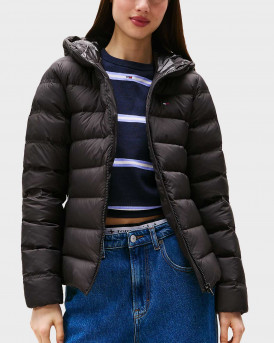TOMMY JEANS ΓΥΝΑΙΚΕΙΟ PUFFER ΜΠΟΥΦΑΝ ΜΕ ΚΟΥΚΟΥΛΑ - DW0DW21617 - ΜΑΥΡΟ