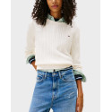 TOMMY JEANS ΓΥΝΑΙΚΕΙΟ ΠΟΥΛΟΒΕΡ ΜΕ CABLE ΠΛΕΞΗ - DW0DW22165 - ΕΚΡΟΥ