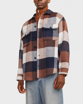 JACK & JONES MEN'S PLAID OVERSHIRT - 12257199 - BLUE