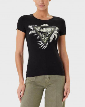 GUESS TRIANGLE ΓΥΝΑΙΚΕΙΑ ΚΟΝΤΟΜΑΝΙΚΗ ΜΠΛΟΥΖΑ - W5YI13J1314  - ΜΑΥΡΟ