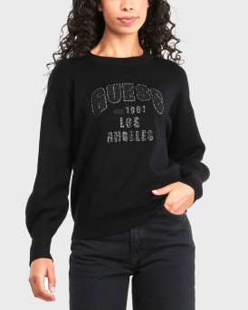 GUESS LEIGHTON ΓΥΑΝΙΚΕΙΟ ΠΟΥΛΟΒΕΡ - W5YR26Z2612 - ΜΑΥΡΟ