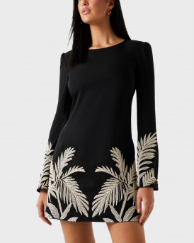 GUESS LS ANGEL ΓΥΝΑΙΚΕΙΟ ΜΙΝΙ ΕΦΑΡΜΟΣΤΟ ΦΟΡΕΜΑ ΜΕ ΚΕΝΤΗΜΑ - W5YK10WHCU2  - ΜΑΥΡΟ