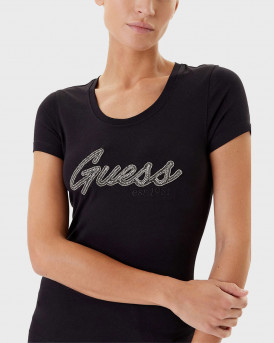 GUESS HOT FIX ΓΥΝΑΙΚΕΙΑ ΚΟΝΤΟΜΑΝΙΚΗ ΜΠΛΟΥΖΑ - W5YI16J1314 - ΜΑΥΡΟ