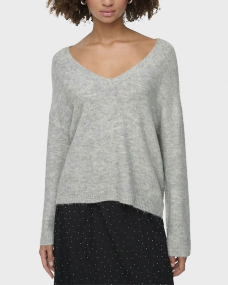 ONLY ONLARIZONA ΓΥΝΑΙΚΕΙΟ ΠΛΕΚΤΟ V-NECK ΜΕ ΓΚΛΙΤΕΡ - 15358452