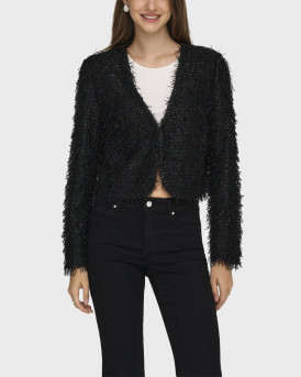 ONLY LISE ΓΥΝΑΙΚΕΙΟ CROPPED ΣΑΚΑΚΙ ΤΥΠΟΥ SHAGGY - 15360581 - ΜΑΥΡΟ