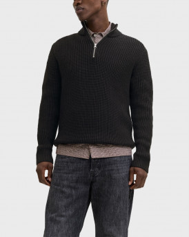 JACK & JONES JORBLEECKER ΑΝΔΡΙΚΟ ΠΟΥΛΟΒΕΡ HALF-ZIP - 12290085 - ΜΑΥΡΟ