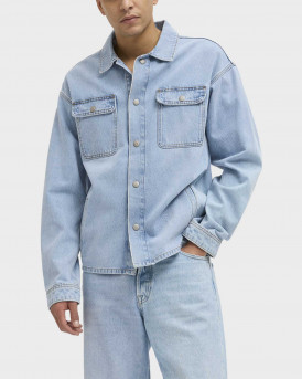 JACK & JONES MEN'S DENIM OVERSHIRT - 12249029 - LIGHT BLUE