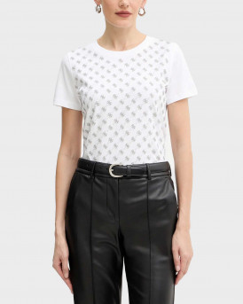 GUESS SS CN 4G ALLOVER TEE ΓΥΝΑΙΚΕΙΑ ΚΟΝΤΟΜΑΝΙΚΗ ΜΠΛΟΥΖΑ - W5BI21I3Z14 - ΑΣΠΡΟ