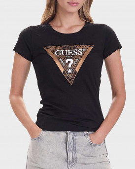 GUESS LEO TRIANGLE ΓΥΝΑΙΚΕΙΑ ΚΟΝΤΟΜΑΝΙΚΗ ΜΠΛΟΥΖΑ - 4227050SS  - ΜΑΥΡΟ
