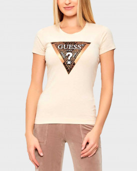 GUESS LEO TRIANGLE ΓΥΝΑΙΚΕΙΑ ΚΟΝΤΟΜΑΝΙΚΗ ΜΠΛΟΥΖΑ - 4227050SS  - ΜΠΕΖ