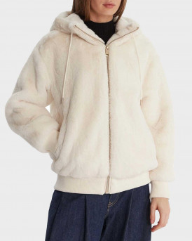 GUESS LUCREZIA ΓΥΝΑΙΚΕΙΟ ΓΟΥΝΙΝΟ ΜΠΟΥΦΑΝ ΜΕ ΚΟΥΚΟΥΛΑ - W5BL66W3890  - ΑΣΠΡΟ