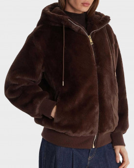 GUESS LUCREZIA ΓΥΝΑΙΚΕΙΟ ΓΟΥΝΙΝΟ ΜΠΟΥΦΑΝ ΜΕ ΚΟΥΚΟΥΛΑ - W5BL66W3890  - ΚΑΦΕ