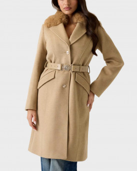 GUESS NEW PATR ΓΥΝΑΙΚΕΙΟ ΠΑΛΤΟ ΜΕ ΖΩΝΗ - W5BL25W2672  - ΜΠΕΖ